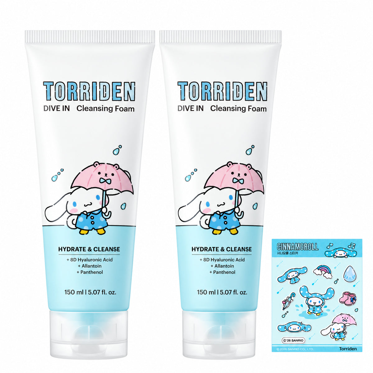 Torriden Dve Inlow-molecular Hialuronic Aic cleansing foam 150ml double plan (+ Sina Morol sticker)