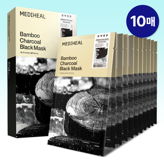 MEDIHEAL Bamboo Charcoal 4D Black Mask — 25 мл × 10