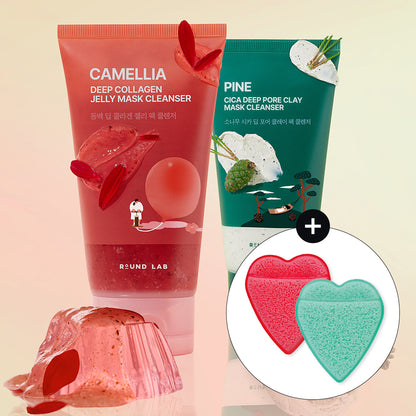 [9,900 won special] 150ml round wrap Camellias/Pine pack cleanzer planned (plus cleansing sea-based puff)