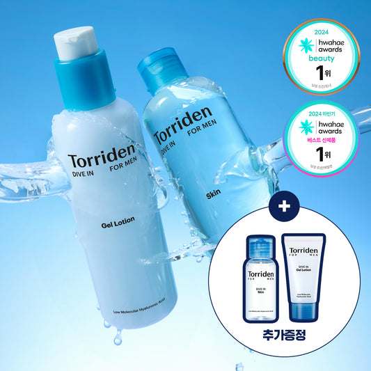 Torriden Dve For-Man Low-molecular Hyaluronic Aic Skin/Gel Lotion 2 types of plan (30ml Skin + 20ml Gel Lotion)